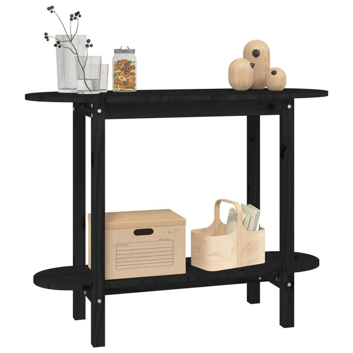 Tavolo Consolle Nero 110x40x80 cm in Legno Massello di Pino cod mxl 19824