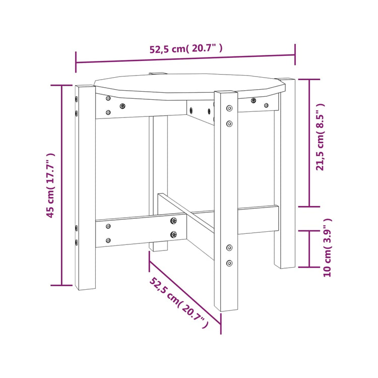 Tavolino da Salotto Ø 52,5x45 cm in Legno Massello di Pino cod mxl 19947