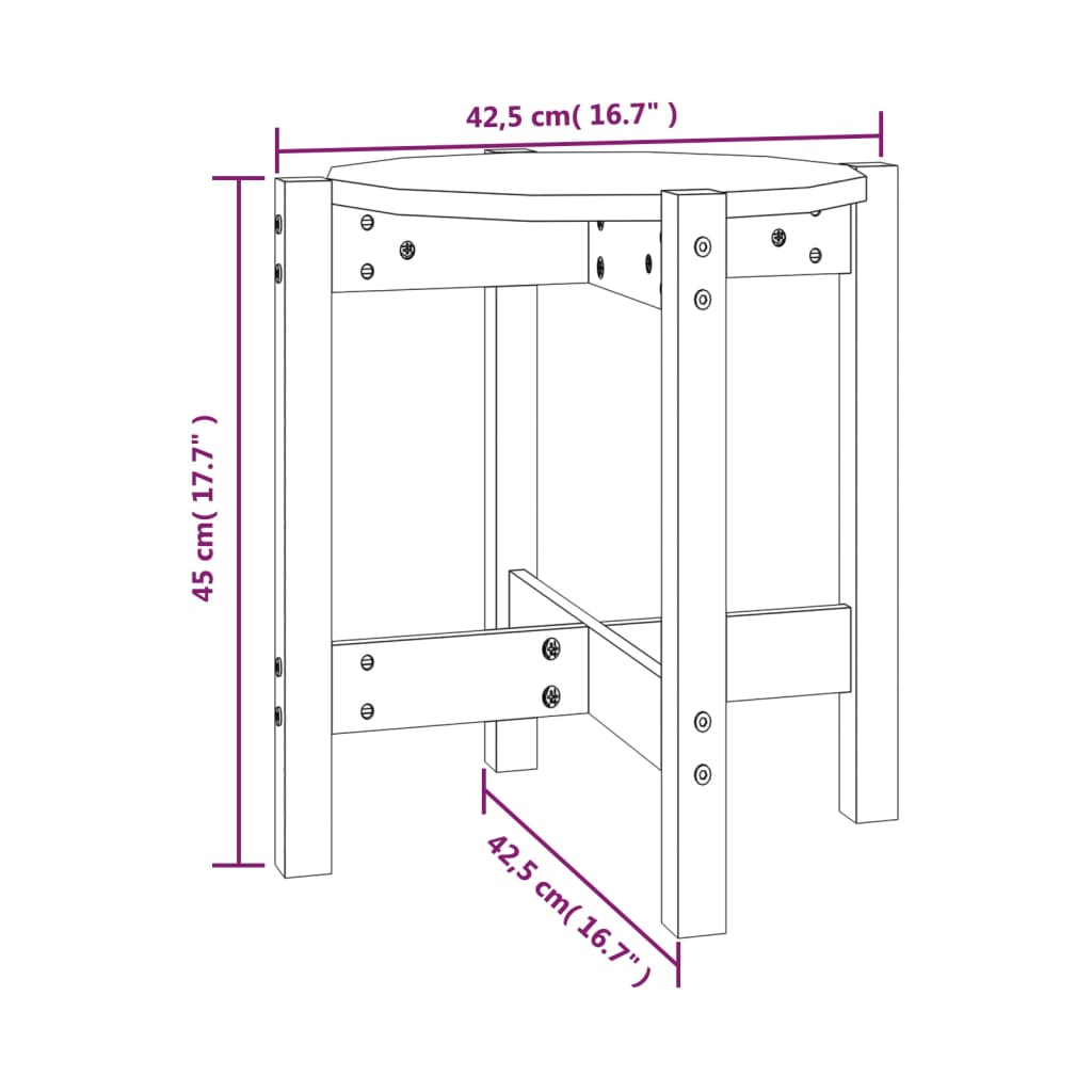 Tavolino da Salotto Grigio Ø 42,5x45 cm Legno Massello di Pino 822314