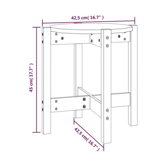 Tavolino da Salotto Grigio Ø 42,5x45 cm Legno Massello di Pino 822314