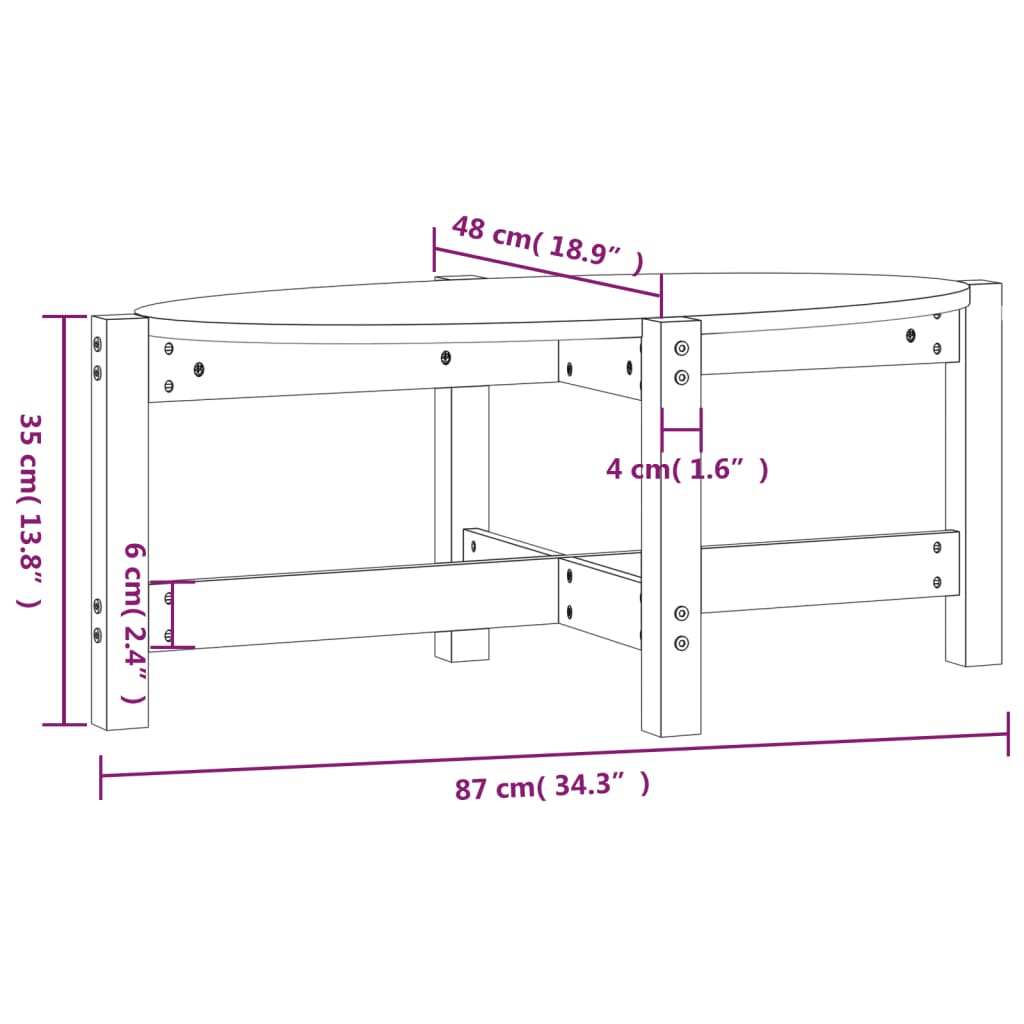 Tavolino da Salotto 87x48x35 cm in Legno Massello di Pino cod mxl 5542