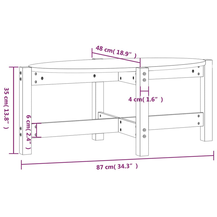 Tavolino da Salotto 87x48x35 cm in Legno Massello di Pino cod mxl 5542