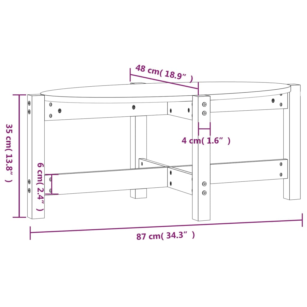 Tavolino da Salotto Miele 87x48x35 cm in Legno Massello di Pino cod mxl 5673