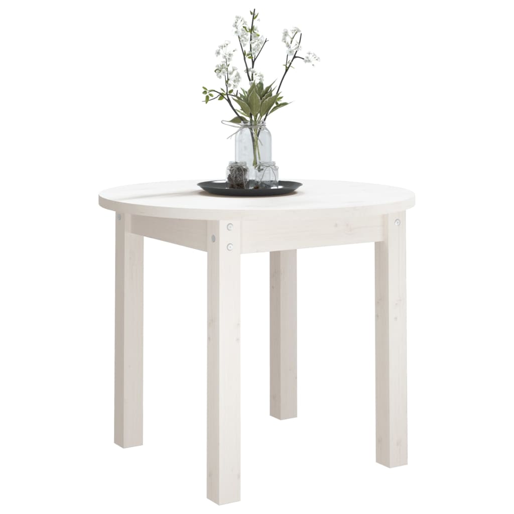 Tavolino da Salotto Bianco Ø 55x45 cm in Legno Massello di Pino cod mxl 5681