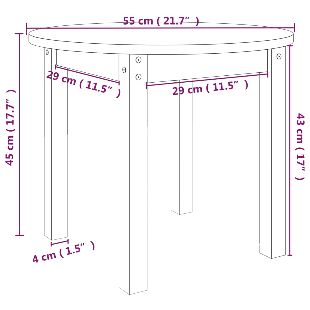 Tavolino da Salotto Bianco Ø 55x45 cm in Legno Massello di Pino cod mxl 5681