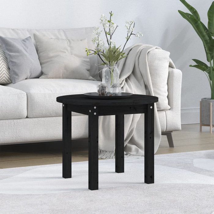 Tavolino da Salotto Nero Ø 55x45 cm in Legno Massello di Pino 822331