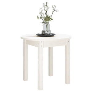 Tavolino da Salotto Bianco Ø 45x40 cm in Legno Massello di Pino cod mxl 5617