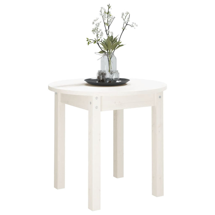 Tavolino da Salotto Bianco Ø 45x40 cm in Legno Massello di Pino cod mxl 5617