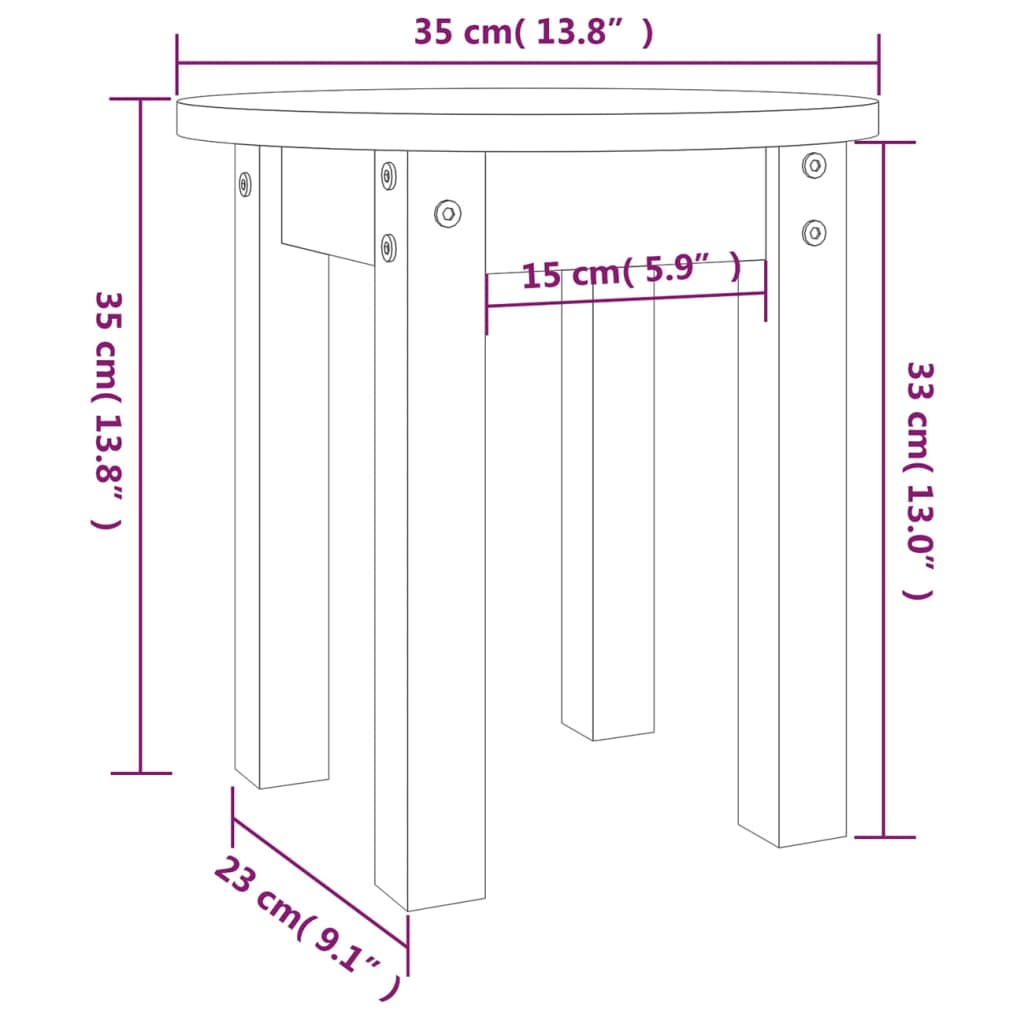 Tavolino da Salotto Ø 35x35 cm in Legno Massello di Pino 822337