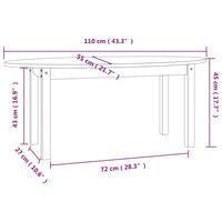 Tavolino da Salotto 110x55x45 cm Legno Massello di Pino cod mxl 5568