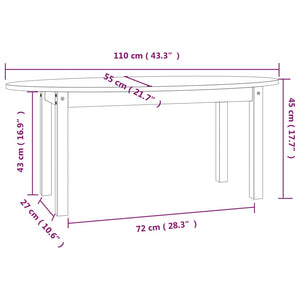 Tavolino da Salotto 110x55x45 cm Legno Massello di Pino cod mxl 5568