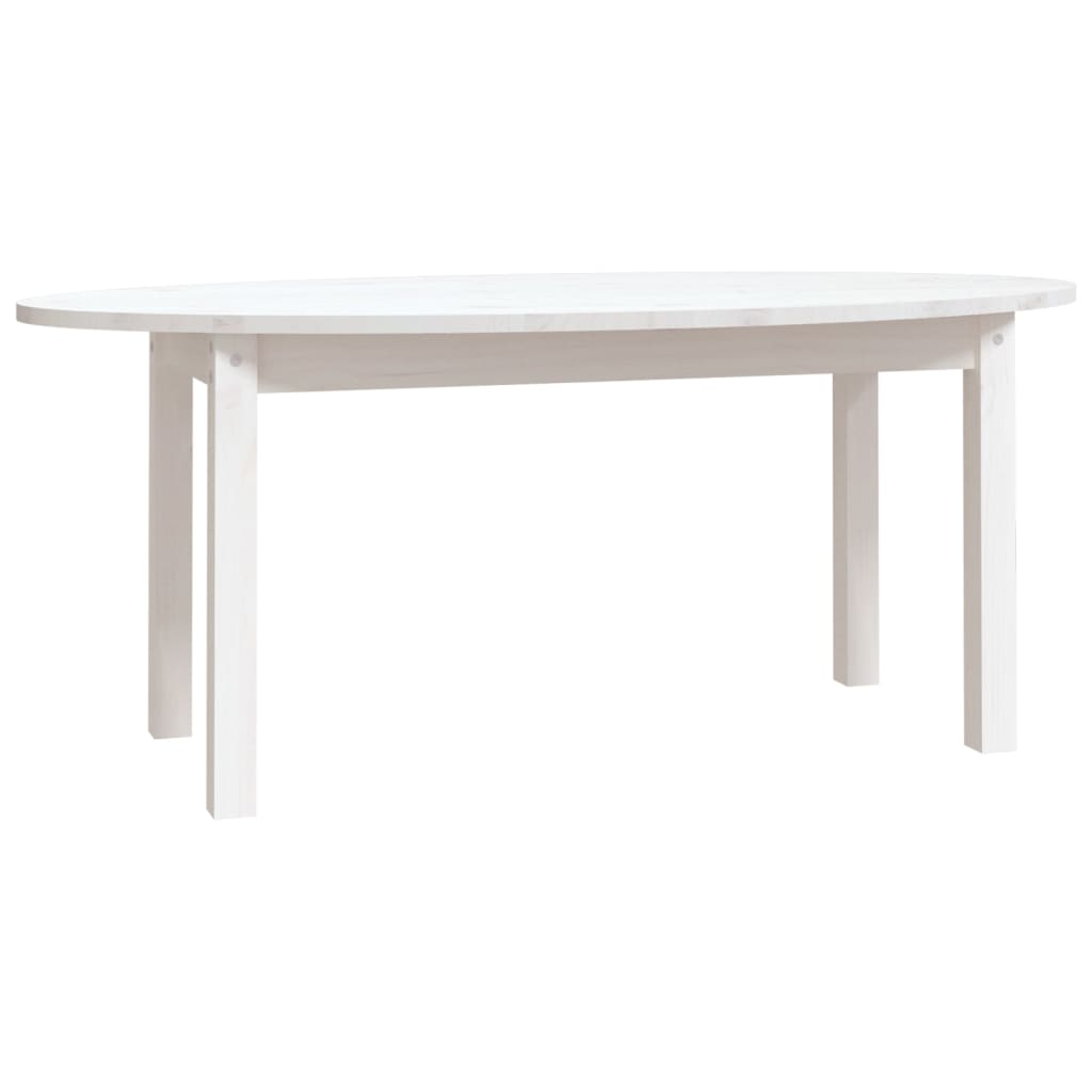 Tavolino da Salotto Bianco 110x55x45 cm Legno Massello di Pino cod mxl 5535