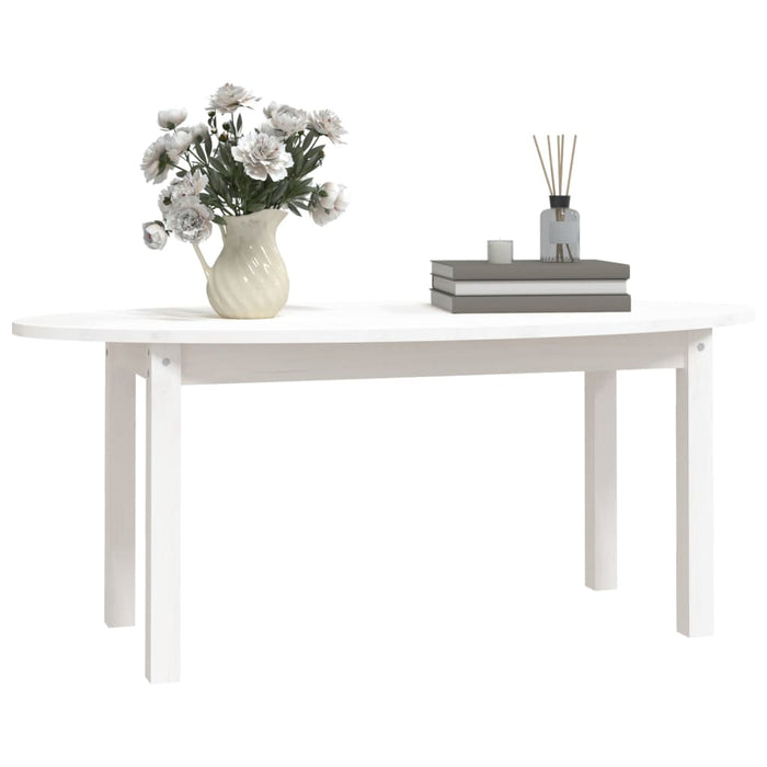 Tavolino da Salotto Bianco 110x55x45 cm Legno Massello di Pino cod mxl 5535