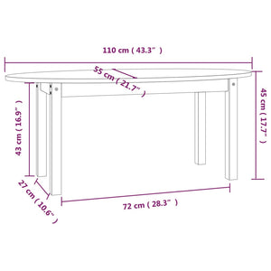 Tavolino da Salotto Bianco 110x55x45 cm Legno Massello di Pino cod mxl 5535