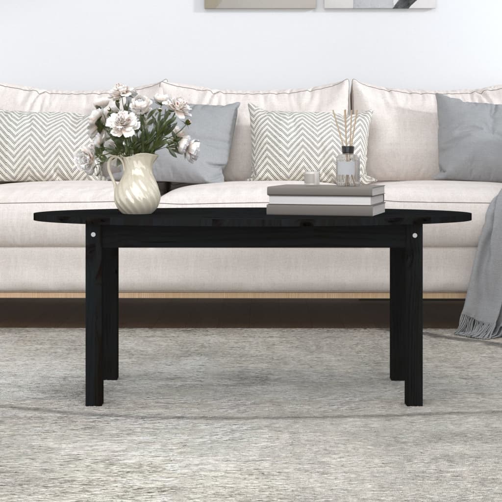 Tavolino da Salotto Nero 110x55x45 cm Legno Massello di Pino cod mxl 5563