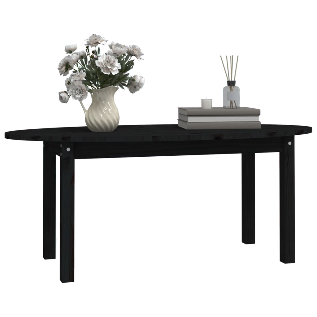 Tavolino da Salotto Nero 110x55x45 cm Legno Massello di Pino cod mxl 5563