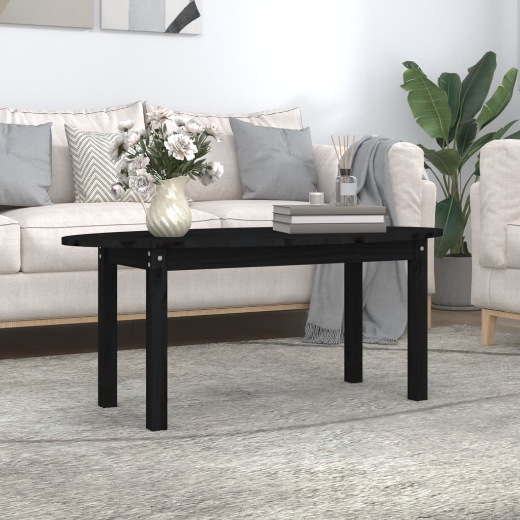 Tavolino da Salotto Nero 110x55x45 cm Legno Massello di Pino cod mxl 5563