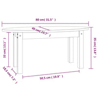 Tavolino da Salotto 80x40x35 cm in Legno Massello di Pino 822347