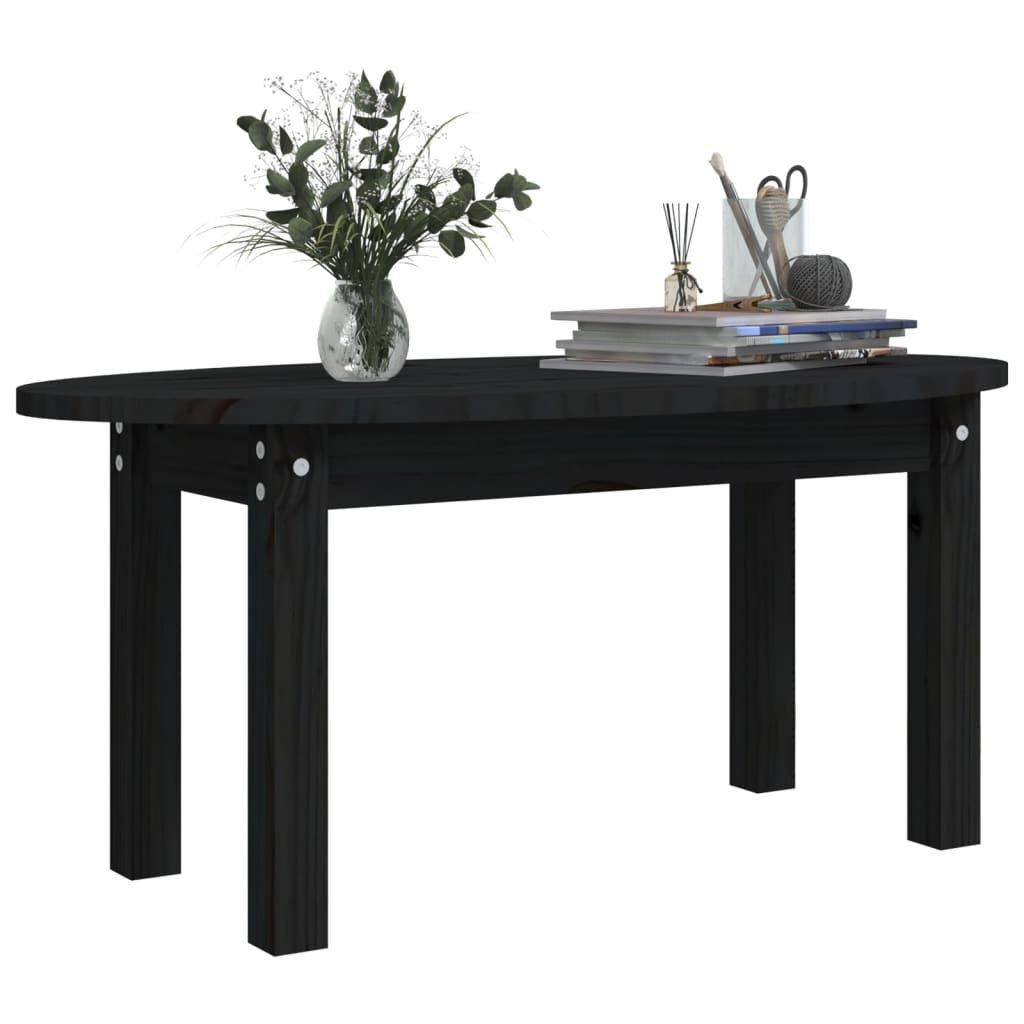 Tavolino da Salotto Nero 80x40x35 cm in Legno Massello di Pino cod mxl 5661