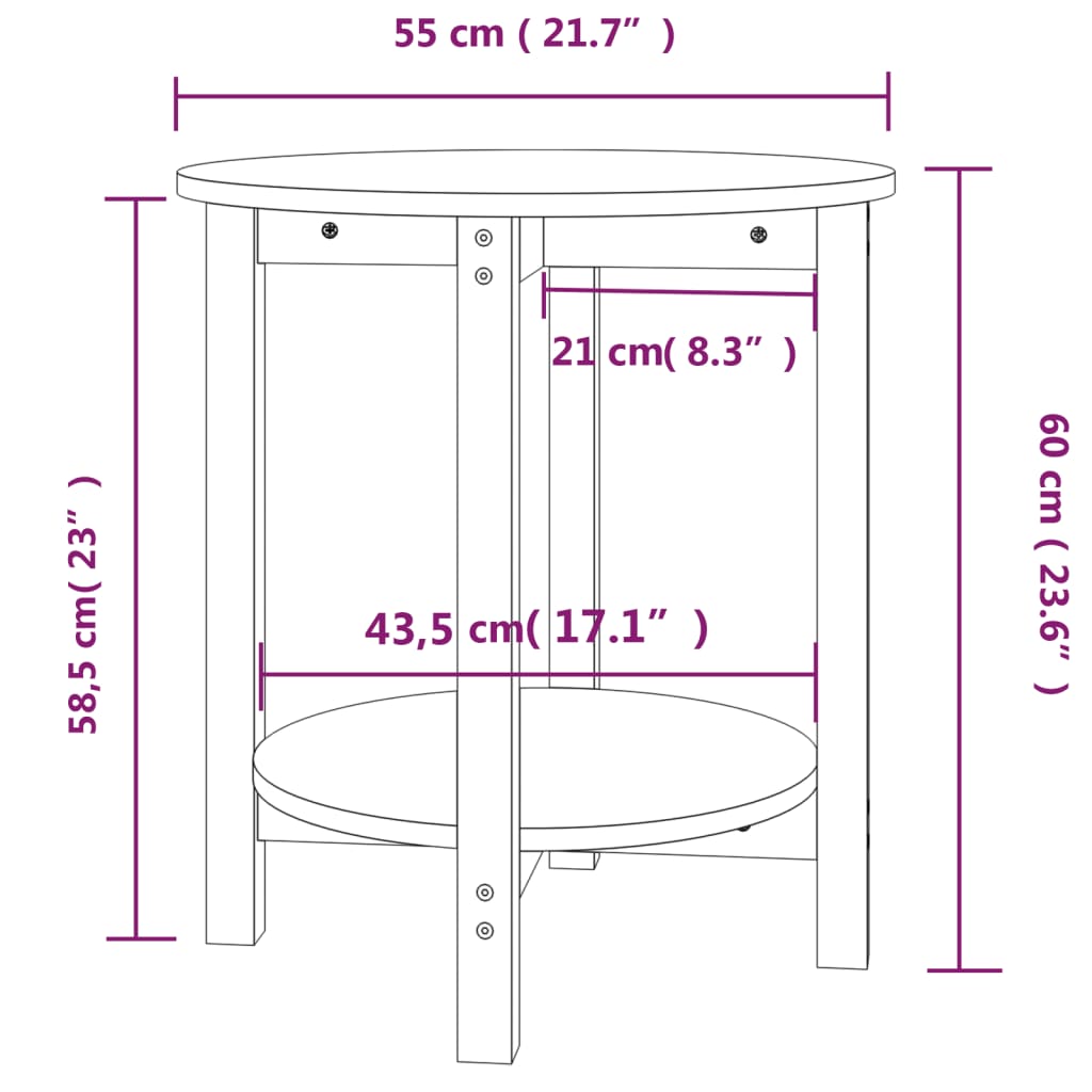 Tavolino da Salotto Grigio Ø 55x60 cm in Legno Massello di Pino cod mxl 6289