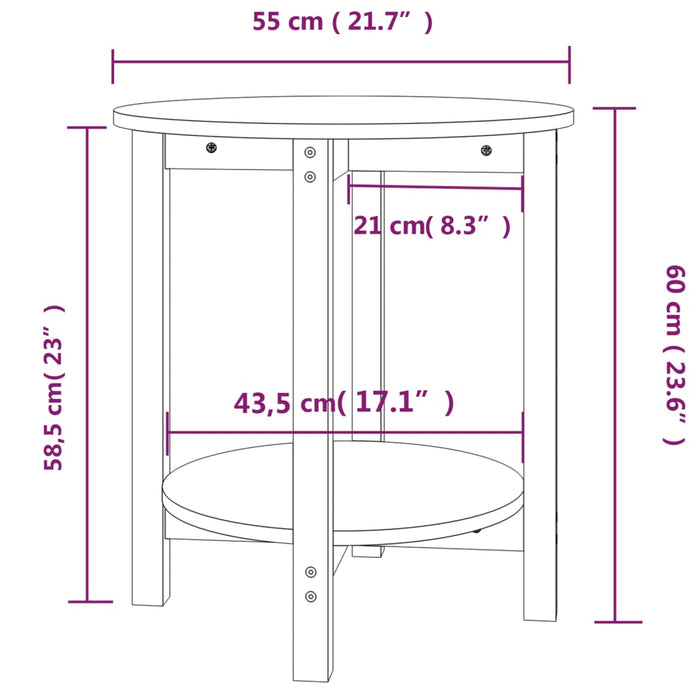 Tavolino da Salotto Grigio Ø 55x60 cm in Legno Massello di Pino 822354