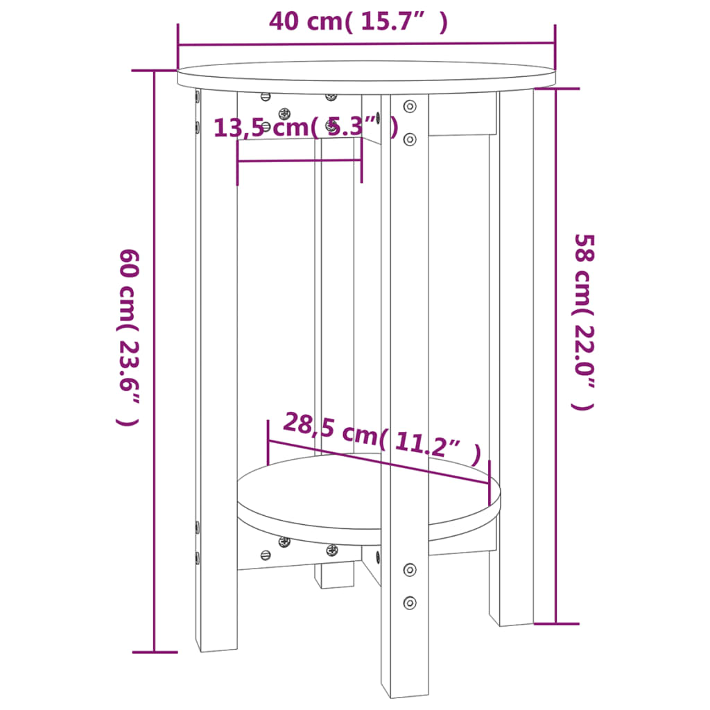 Tavolino da Salotto Ø 40x60 cm in Legno Massello di Pino cod mxl 20065