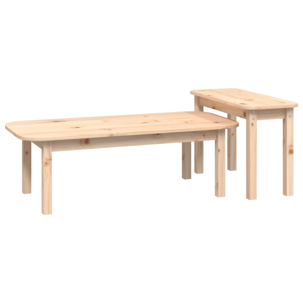 Set Tavolini da Salotto 2 pz in Legno Massello di Pino 822362