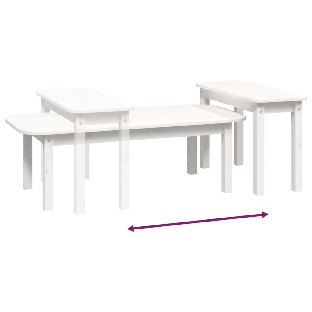 Set Tavolini da Salotto 2 pz Bianco in Legno Massello di Pino 822363