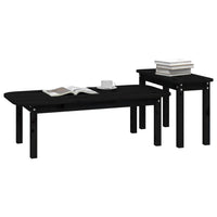 Set Tavolini da Salotto 2 pz Nero in Legno Massello di Pino 822366