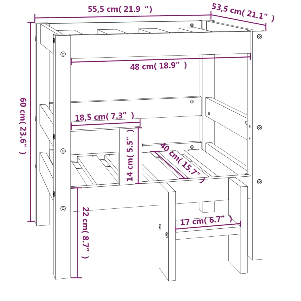 Cuccia per Cani Bianco 55,5x53,5x60cm in Legno Massello di Pino