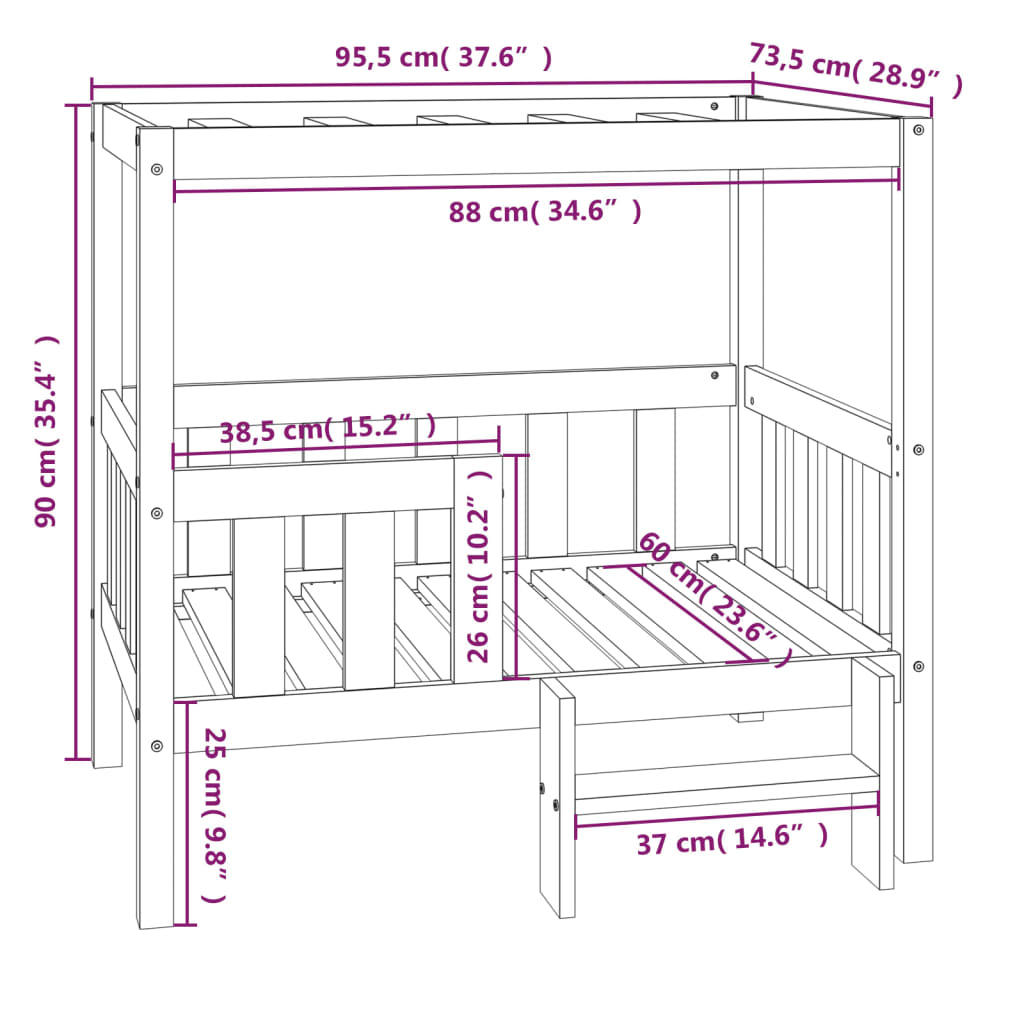 Cuccia per Cani Bianco 95,5x73,5x90cm in Legno Massello di Pino