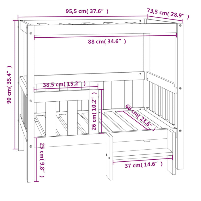  Cuccia per Cani Miele 95,5x73,5x90 cm in Legno Massello di Pino