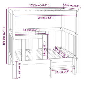 Cuccia per Cani Bianca 105,5x83,5x100 cm Legno Massello di Pino