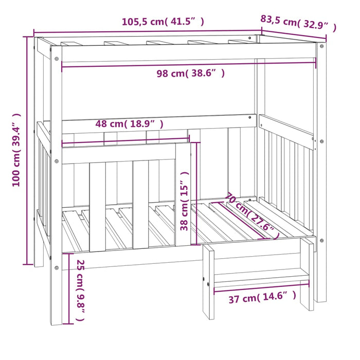  Cuccia per Cani Miele 105,5x83,5x100 cm Legno Massello di Pino