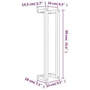 Portasciugamani Nero 23x18x90 cm in Legno Massello di Pino 822401