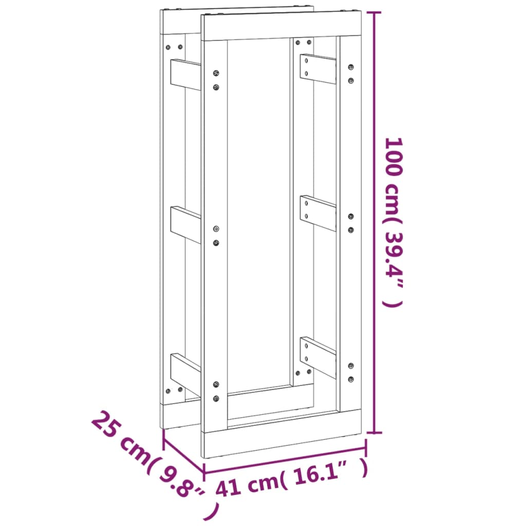 Portalegna Bianco 41x25x100 cm in Legno Massello di Pino cod mxl 66440