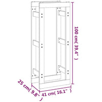 Portalegna Bianco 41x25x100 cm in Legno Massello di Pino cod mxl 66440