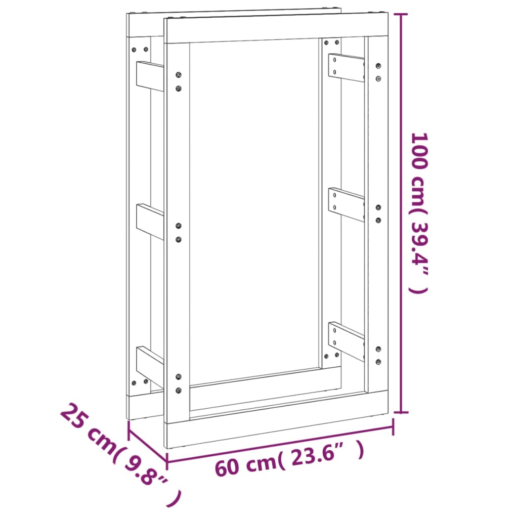 Portalegna 60x25x100 cm in Legno Massello di Pino cod mxl 61896