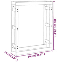 Portalegna Bianco 80x25x100 cm in Legno Massello di Pino 822418