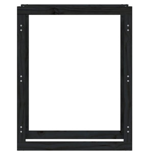 Portalegna Nero 80x25x100 cm in Legno Massello di Pino 822421