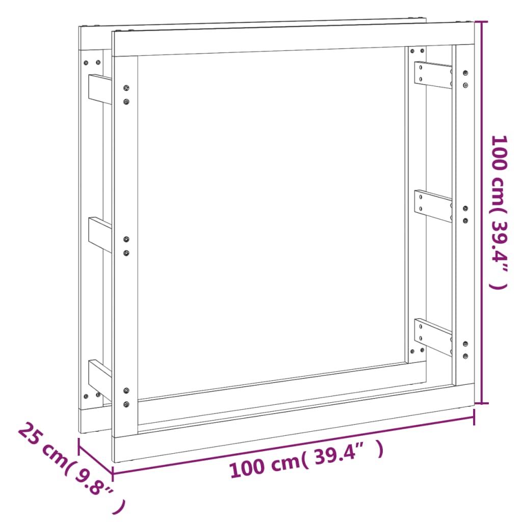 Portalegna 100x25x100 cm in Legno Massello di Pino cod mxl 63885