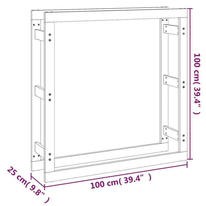 Portalegna 100x25x100 cm in Legno Massello di Pino 822422