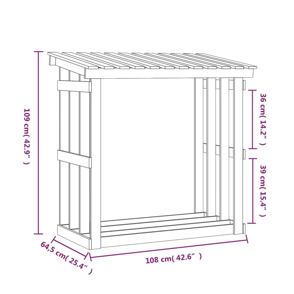 Portalegna 108x64,5x109 cm in Legno Massello di Pino cod mxl 73325