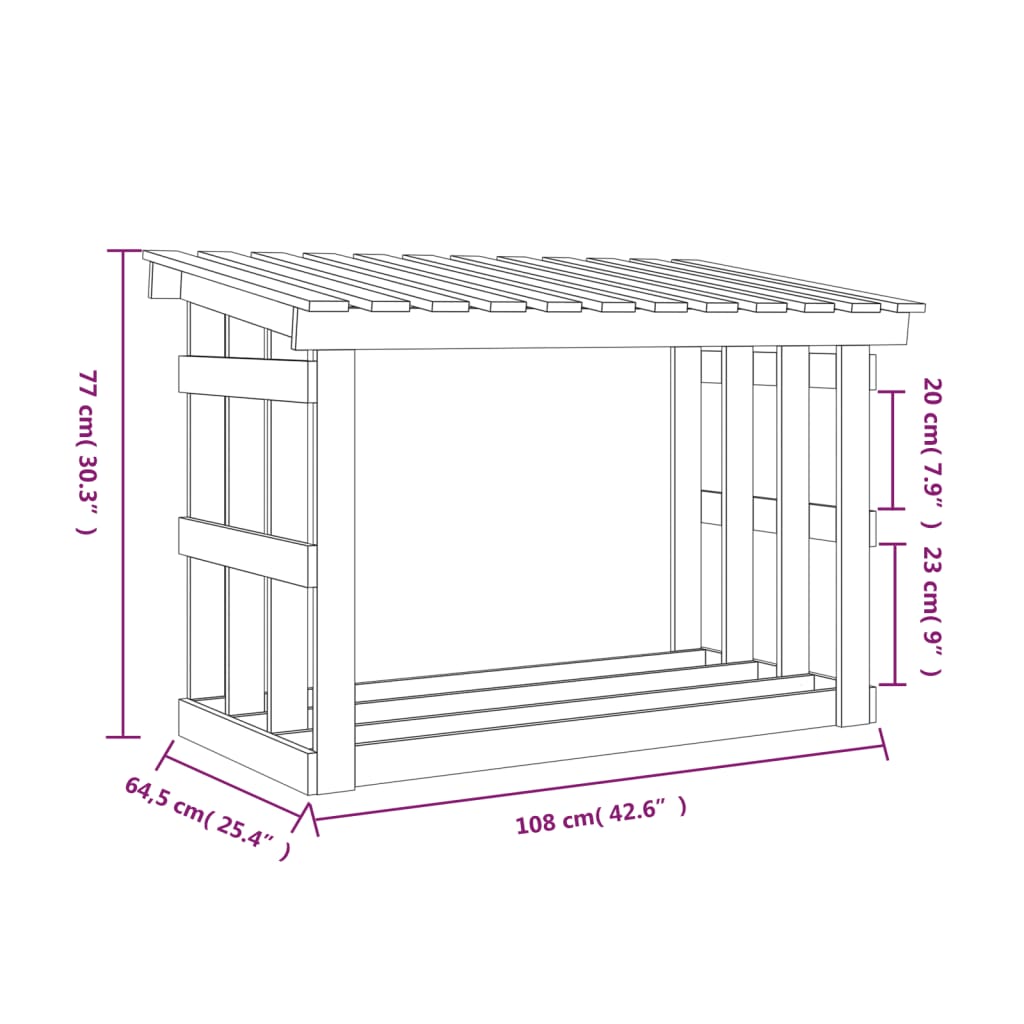 Portalegna Bianco 108x64,5x77 cm in Legno Massello di Pino cod mxl 63610