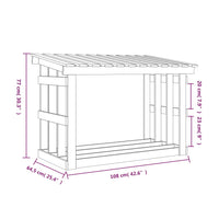 Portalegna Bianco 108x64,5x77 cm in Legno Massello di Pino cod mxl 63610