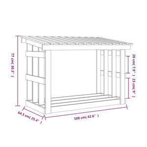 Portalegna Nero 108x64,5x77 cm in Legno Massello di Pino 822436