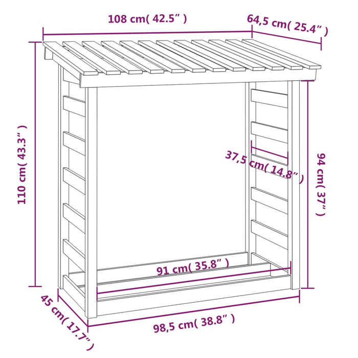 Portalegna 108x64,5x110 cm in Legno Massello di Pino 822437