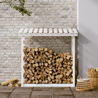 Portalegna Bianco 108x64,5x110 cm in Legno Massello di Pino cod mxl 62444