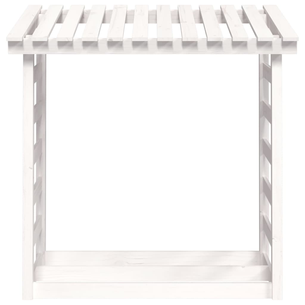 Portalegna Bianco 108x64,5x110 cm in Legno Massello di Pino 822438