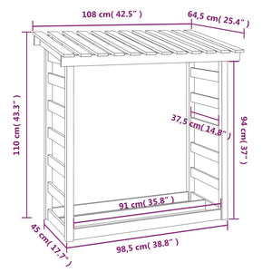 Portalegna Bianco 108x64,5x110 cm in Legno Massello di Pino cod mxl 62444